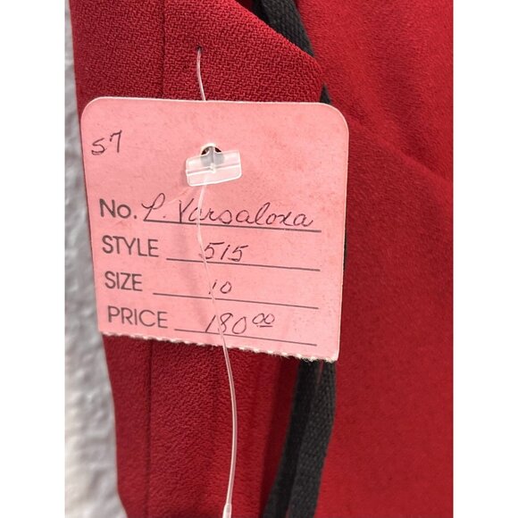 VTG PAULA VARSALONA Womens SIZE 10 Red Crepe Full-Length Evening GOWN Rhinestone - Picture 6 of 7